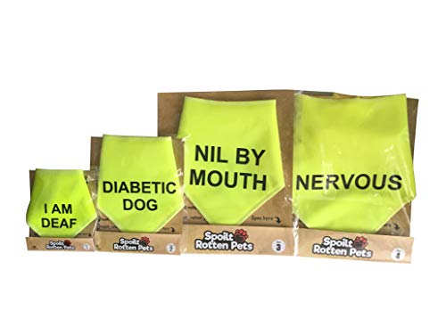 Spoilt Rotten Pets, S4 I Am Deaf – HI Viz – Bandana de Advertencia de Alerta para Perro, Apto para Perros Grandes, Husky, GSD, Newfies y Chow Chow, Multicolor