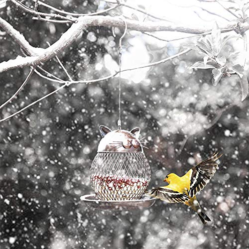 STKJ Comedero Pajaros Jardin Casetas, Comedero para Pájaros Artesanal Decorativo Moderno, Comedero para Pájaros De Metal para Jardín Al Aire Libre