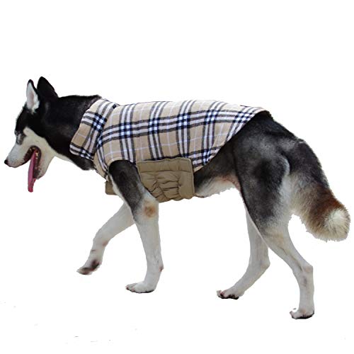 ThinkPet Chaqueta Perro Reversible Ropa para Perro Escocesa Abrigo Perro Impermeable de Cuadros británicos para Perros pequeños