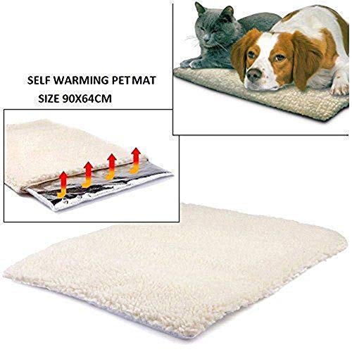 Tolyneil Cojín de calefacción para Mascotas Perros Gatos Cojín Estera Cama Sin Manta eléctrica Súper Suave Cachorro Gatito Manta Cerrada Capa Reflectante de Calor Size 90x64cm