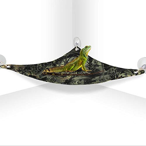 TONGXU 2 Piezas Triángulo Camuflaje Hamaca con Ventosa para Reptile Lagarto Tumbona Cama para Bearded Dragons Geckos Iguanas Ermitaño Crabs Triangular 33x33x48 cm