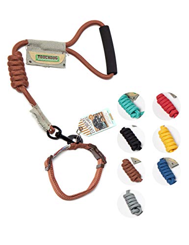 touchdog Correa Ajustable de Tela Suave para Perro y Collar de Cachorro con Hebilla y Clip para Correa