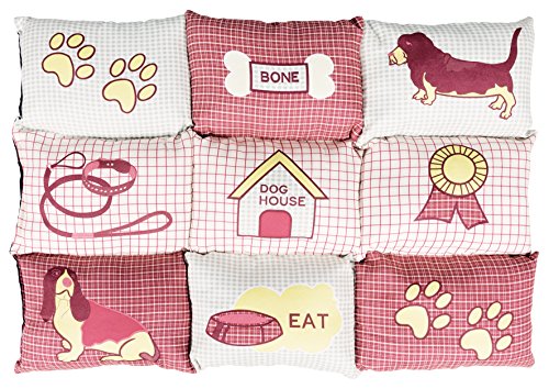 Trixie Colchoneta para Perros Mascotas - Alfombra para Perros Manta para Mascotas Cojin para Perros Cálida Protección Patchwork 80 × 55 cm Beige Rojo