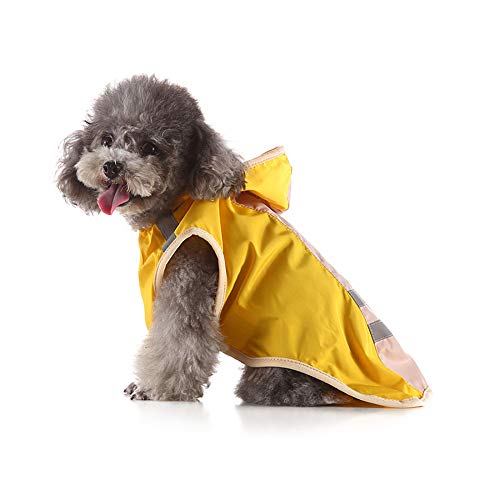 TUOTANG Chubasquero para Perros Impermeable para Mascotas Poncho de Ropa para Perros, Impermeable, Ligero, Reflectante,Amarillo 1,X-Small