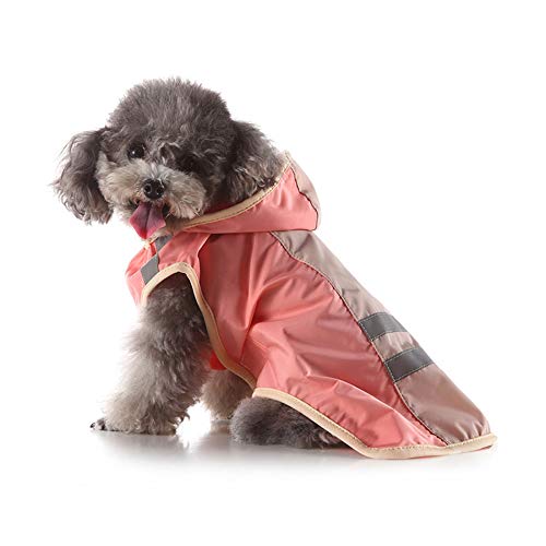 TUOTANG Chubasquero para Perros Impermeable para Mascotas Poncho de Ropa para Perros, Impermeable, Ligero, Reflectante,Rosa,X-Large