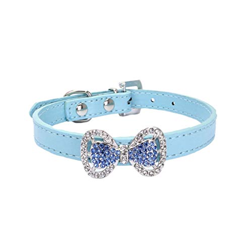 TWBB Collar Perro, Collares de Cuero para Perro y Gato Collar de Diamante con Bowknot para Mascotas Accesorios Pajarita Corbata para Cachorro Perrito Gatito Ajustable Colorida, 20-33cm