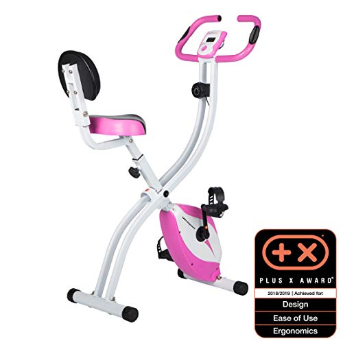 Ultrasport F-Bike 200B Bicicleta estática con sensores de Pulso de Mano, Plegable, F-Bike 200B con Respaldo, Unisex, Rosa