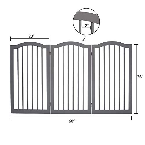 unipaws Puerta de Madera para Perros con 2 Patas de Apoyo, Puerta Independiente para Mascotas para escaleras de Puerta, Barrera Decorativa para Perros con Parte Superior arqueada, Gris