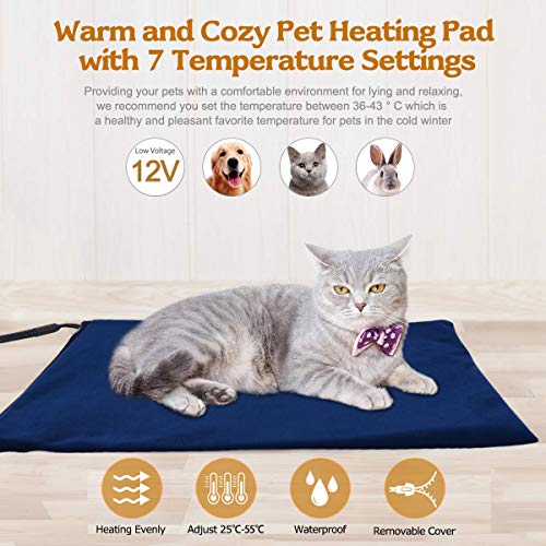 Viflykoo Almohadilla térmica Mascotas, Manta Eléctrica para Perro con Ajuste Temperatura 7 velocidades Almohadilla Aislante 30W para Gatos Pad térmica Suave Mascotas(40 * 30 cm)