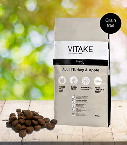 VITAKE Turkey & Apple I Alimento Seco Completo para Perros Adultos I Grain Free I con Pavo y Manzana I Hipoalergénico (12 kg)