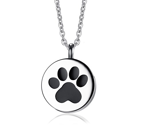 VNOX Pata de Acero Inoxidable Memorial Cremation Urn Collar Colgante de Recuerdo para Perro Gato Mascotas Ceniza