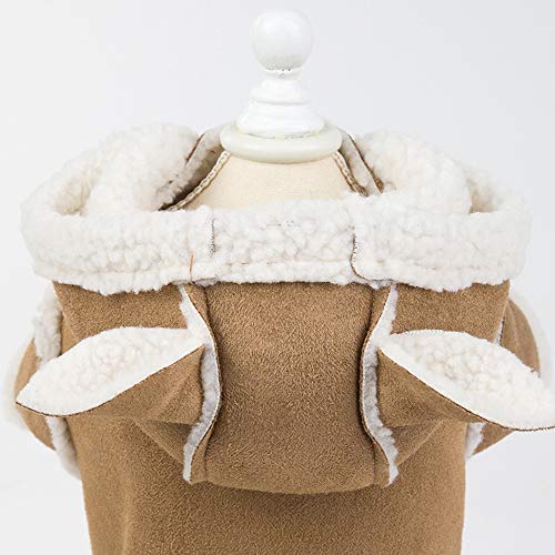 WELBLQ Ropa para Mascotas, Perros, Gatos, Ropa de otoño e Invierno, Ropa para Perros con Capucha de Moda y Linda, Chalecos de Piel de Cordero, Abrigos de Invierno, Ropa de Abrigo para Perros-Brown-M