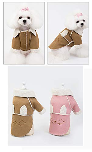 WELBLQ Ropa para Mascotas, Ropa para Perros, Ropa para Mascotas de otoño e Invierno, Ropa para Gatos, Chaqueta de Solapa de Piel de venado para Perros pequeños Suministros para Mascotas-Brown-M