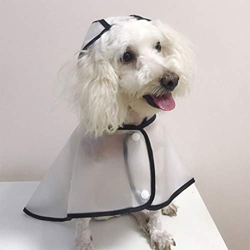 WHWH Chubasquero Impermeable para Perros en Modo translúcido, sin Pliegues, para Perros pequeños y medianos con Gorra, Chaqueta Impermeable a Prueba de Agua,Black-L