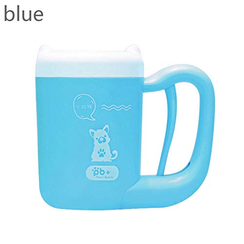 WPET Mascota Perro Limpiador de Patas Copa Gato Limpiador de pies para Perros Taza Limpieza de pies de Mascotas Cepillo Suave para pies de Patas Lavado de pies sucios Mascota, Azul