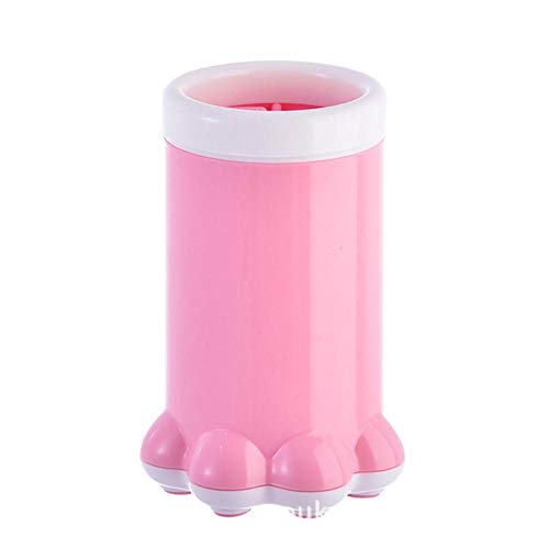 WPET Taza para Limpiador de Patas de Perro Peines de Silicona Suave Taza para Lava pies portátil para Mascotas Cepillo para Limpieza de Patas Lavado rápido de pie de Gato Sucio, Rosa, 9x9x17cm