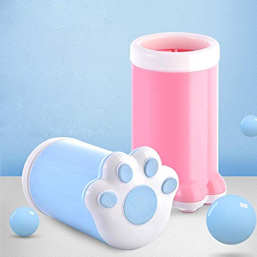 WPET Taza para Limpiador de Patas de Perro Peines de Silicona Suave Taza para Lava pies portátil para Mascotas Cepillo para Limpieza de Patas Lavado rápido de pie de Gato Sucio, Rosa, 9x9x17cm