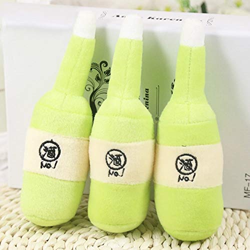 WXK Juguete Interactivo para Mascotas Entrenamiento de Mascotas Juguetes for Perros chirriante Sonido Leche Botella de Vino en Forma de Perro de Peluche Juguetes for Masticar, 3 PCS (Color : Green)