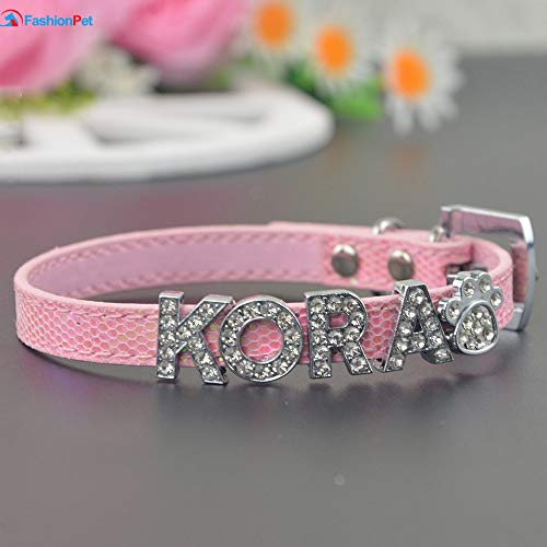 XIAOLANGTIAN Collar Personalizado con Nombre De Perro De Mascota De Bling 10 Mm Rhinestone Personalizado Nombre Gratis Cachorro De Perro De Gato Collar Y Correa De Correa, Cuello Rosado, S