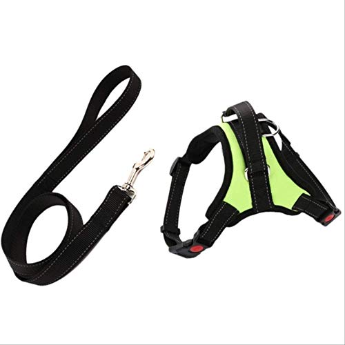 XYBB Arnes Perro Dog Arnés Correa Set Ajustable Transpirable Perro Gato Collar Arnés Arnés para Perro Cachorro Mascota Pecho Correa Perro Accesorios Verde XL Verde