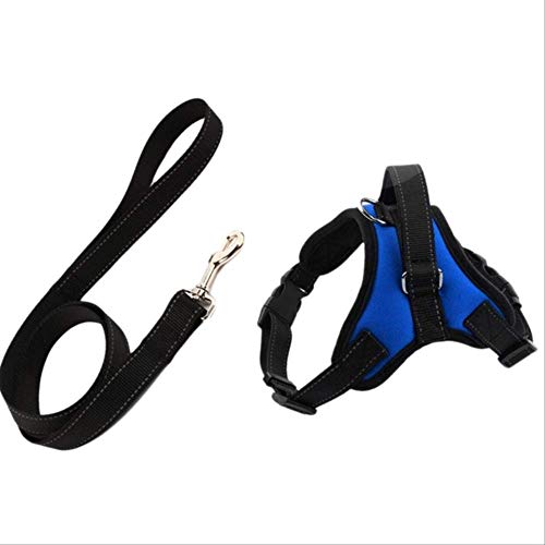 XYBB Arnes Perro Perro Arnés Correa Set Ajustable Transpirable Perro Gato Collar Arnés Arnés para Perro Cachorro Mascota Pecho Correa Accesorios para Perros M Azul