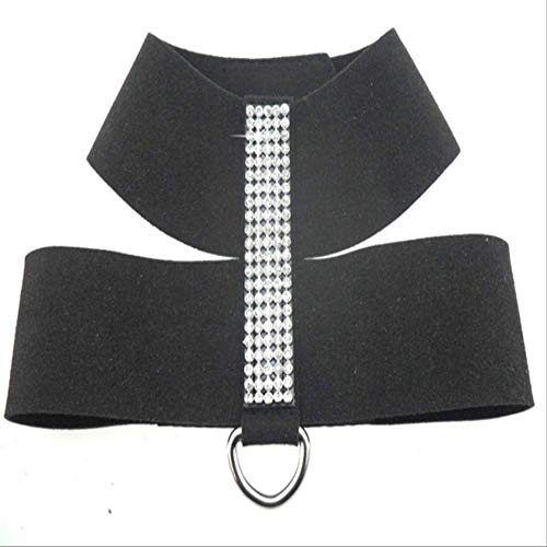 XYBB Arnes Perro Rhinestone Mascota Perro Arnés De Cristal Suave Diamong Arnés Arnés Arnés De Cuero Púrpura Arnés De Cuero Y Correa Set para Perros Medianos Pequeños L Negro