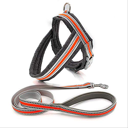 XYBB Arnes Perro Tirar Reflectante Perro Arnés Correa Set Suave Acolchado Arnés De Arnés De Mascota Arnés Plomo para Pequeños Perros Medianos Grandes Entrenamiento Diario A Pie S Naranja