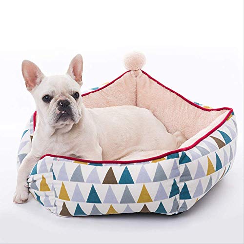 XYBB Cama Perro Cama para Perros Soft Cat Basket Coral Velvet Warm Nest para Cat Puppy Durable Dog Cage 48 * 38 * 24cm Rosa con Oso