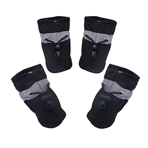 YAODHAOD Protector de Pata de Botas para Perros, Zapatos para Perros Antideslizantes, Estos Cómodos Zapatos Suave Tienen Correas Reflectantes, para Perros Pequeños (4, Negro)