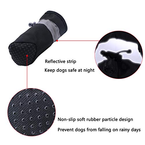 YAODHAOD Protector de Pata de Botas para Perros, Zapatos para Perros Antideslizantes, Estos Cómodos Zapatos Suave Tienen Correas Reflectantes, para Perros Pequeños (4, Negro)