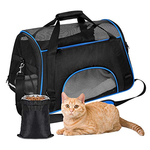 YOUTHINK Gato Transportín Portador Portátil Aprobado por la Aerolínea, Extra Espacioso Suave Lado para Mascotas Seguridad 19.5x11.5x11.5 Pulgadas, Trajes para Perros/Gatos/Avión/Viaje en Coche