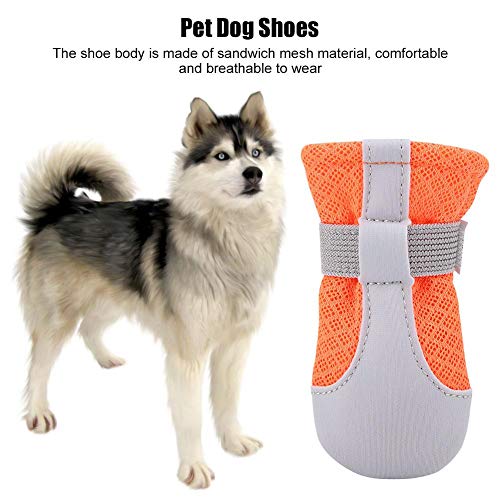 Zapatos transpirables para perros, 4 piezas de verano para mascotas, zapatos para perros, botas de malla para perros, protectores para las patas, suela antideslizante para cachorros, zapatos (L)