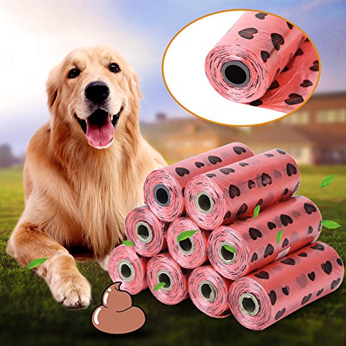 10 Rollos de Basura Bolsa de corazón de Limpieza Mascota Perro Gato Basura Recoger Caca Bolsas