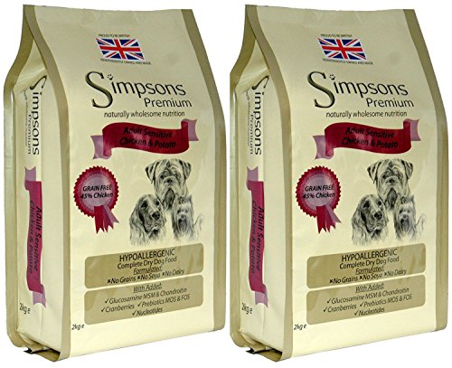 2 x 12 kg Simpsons Premium Adulto Sensitive pollo y patata seco comida para perro Multibuy