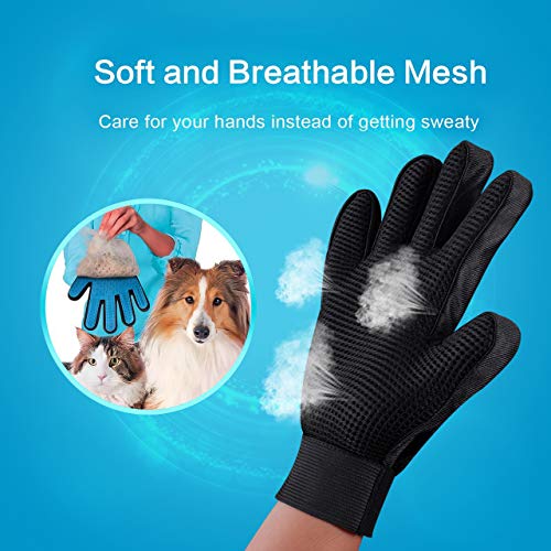 2PCS Guantes de 5 Dedos Manopla Masaje para Perros mascotas gatos, Retiro del pelo y aparato de masaje, promover la circulación de la sangre, Guantes Eficientes para la Eliminación de Pelo Suelto