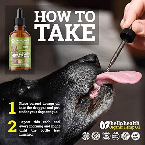 75% 50.000 mg Gotas de aceite de cáñamo orgánico de alta resistencia para perros con cero THC - Bueno para dolor muscular/articulaciones, ansiedad por separación y artritis, botella de 50 ml