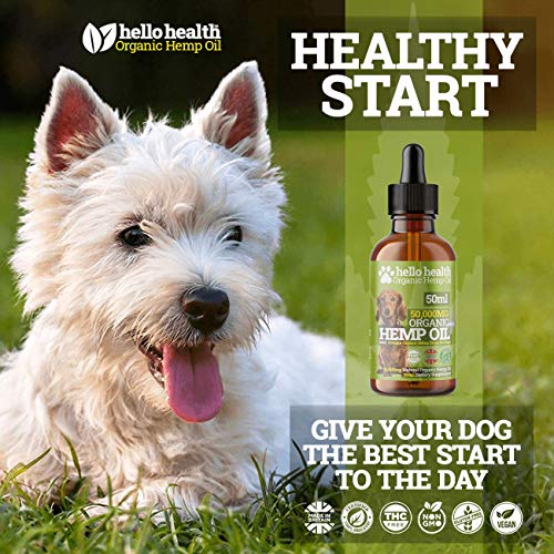 75% 50.000 mg Gotas de aceite de cáñamo orgánico de alta resistencia para perros con cero THC - Bueno para dolor muscular/articulaciones, ansiedad por separación y artritis, botella de 50 ml