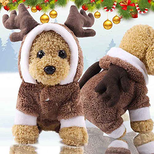 Abcsea Ropa para Mascotas Perros Navidad, Traje De Perro Navidad, Navidad Ropa para Mascotas, Disfraces para Mascotas, Traje De Navidad Perro, Disfraz para Perro Navidad, Alce, S