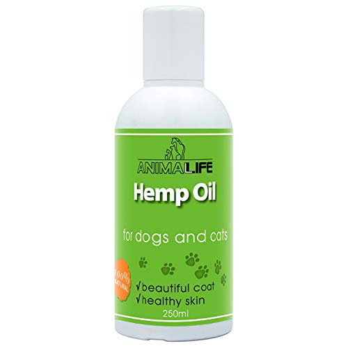 Aceite de Cañamo para Perros & Gatos 250ml - 100% Natural Aceite de Cáñamo - Mejora el Sueño de las Mascotas - Suplemento Omega 3 6 9 - Aliviar la Ansiedad - Ayudar a la Salud