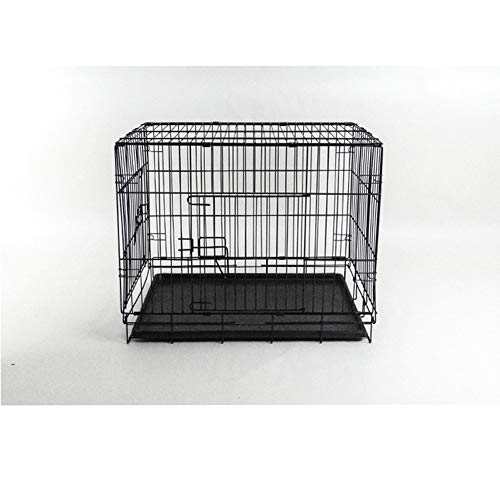 ACWZX Jaula para Perros, Jaula De Transporte, Jaula para Perros, Doble Puerta, Encriptación Metálica En Negrita, con Bandeja, Adecuada para Animales Grandes, Medianos Y Pequeños, Doble Puerta Negra,L