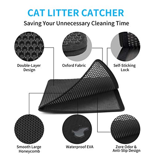 Adsvtech Estera de Arena para Gatos 18" x 24" Impermeable Doble Capa Alfombra Gato arenero no tóxica y Eco-Friendly Fácil de Limpiar para Proteger el Suelo y la Alfombra