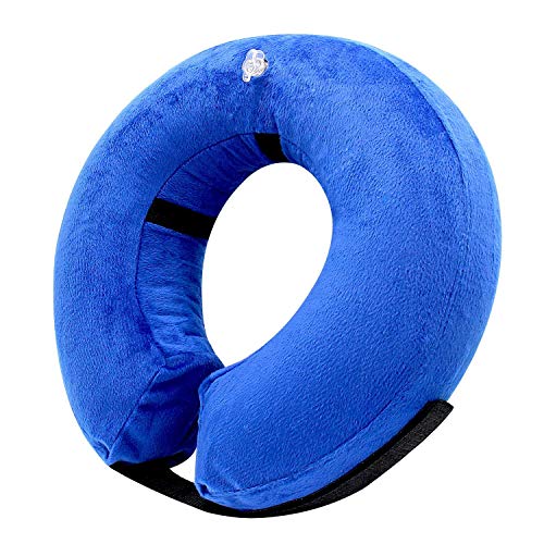 AeeYui Collar Inflable de Perros Gato,Cono de Cuello isabelino Ajustable para recuperación Tras una cirugía, collarín electrónico