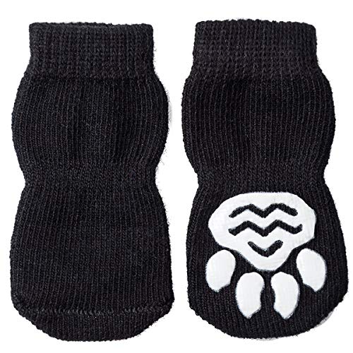 Akopawon - 4 Piezas Calcetines Antideslizantes para Perros y Gatos - Protectores para Patas para Uso en Interior y Control de Tracción con Refuerzo de Goma, Talla S a 3XL para Animales de 1 a 22,5 kg