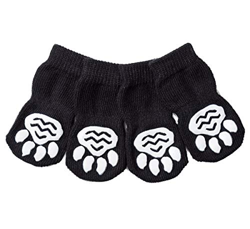 Akopawon - 4 Piezas Calcetines Antideslizantes para Perros y Gatos - Protectores para Patas para Uso en Interior y Control de Tracción con Refuerzo de Goma, Talla S a 3XL para Animales de 1 a 22,5 kg