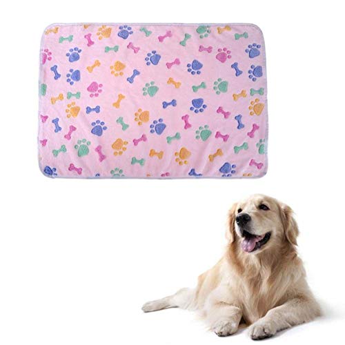 Alfombrilla para dormir para mascotas Invierno cálido Coral Fleece Perro Gato Manta Suave Animales Alfombrilla para perro Camas Hueso Pata Estampado Alfombra para mascotas Alfombra, 01,60x40cm