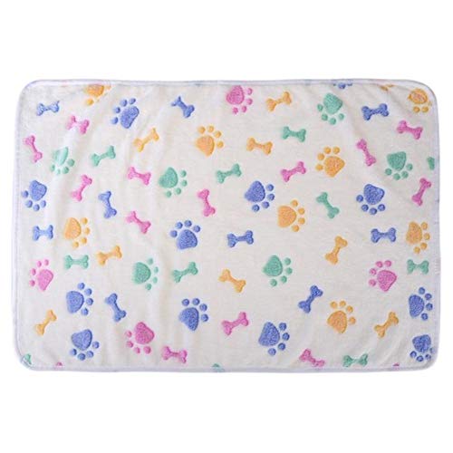 Alfombrilla para dormir para mascotas Invierno cálido Coral Fleece Perro Gato Manta Suave Animales Alfombrilla para perro Camas Hueso Pata Estampado Alfombra para mascotas Alfombra, 01,60x40cm