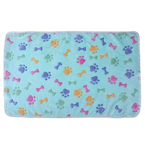 Alfombrilla para dormir para mascotas Invierno cálido Coral Fleece Perro Gato Manta Suave Animales Alfombrilla para perro Camas Hueso Pata Estampado Alfombra para mascotas Alfombra, 01,60x40cm