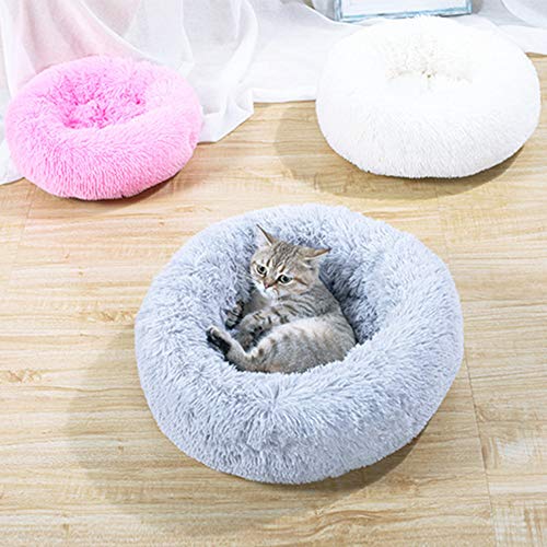 Alivier Cama Redonda de Felpa para Mascotas Cama para Gatos Cama Acolchada Cómoda Cama de Perrito de Piel sintética para Cachorros para Perros pequeños Gato para Dormir