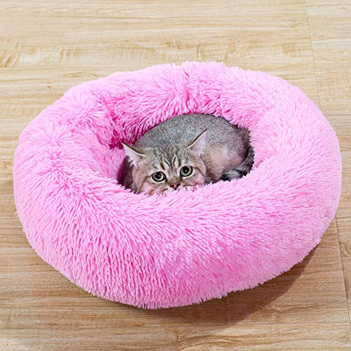 Alivier Cama Redonda de Felpa para Mascotas Cama para Gatos Cama Acolchada Cómoda Cama de Perrito de Piel sintética para Cachorros para Perros pequeños Gato para Dormir