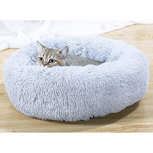 Alivier Cama Redonda de Felpa para Mascotas Cama para Gatos Cama Acolchada Cómoda Cama de Perrito de Piel sintética para Cachorros para Perros pequeños Gato para Dormir